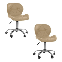 Kit 02 Cadeiras Office Eiffel Slim Ajustável Base Giratória - Bege