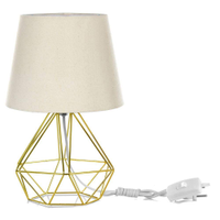 Abajur Diamante Dome Bege Com Aramado Dourado