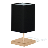 Abajur Eros Quad Preto Base Quadrada New Cobre