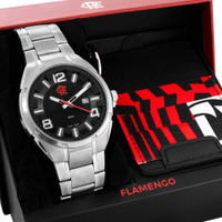 Kit Relógio Flamengo Masculino com Porta Cartões FLA2117LFH/K1K