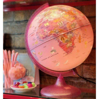Globo Terrestre Político Iluminado Rosa 25Cm Bivolt Abajur