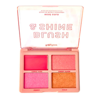 Paleta ruby rose de blush e iluminador blush shine rose gold colorida