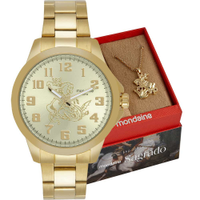 Kit Relógio Mondaine Masculino com cordão São Jorge 99754GPMVDE1K1
