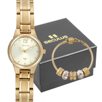 Kit Relógio Seculus Feminino Long Life com Pulseira 44164LPSVDA1K1