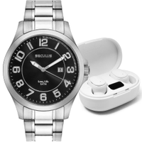 Kit Relógio Seculus Masculino Long Life com Fone Bluetooth 23728G0SVNA1K1