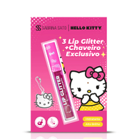 Kit infantil hello kitty 3 lip glitter e 1 chaveiro espelhado