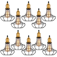 Kit 10 Pendente Aço Taschibra 40w Vintage 185 Preto Lustre