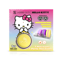 Kit infantil hello kitty 3 lip balm macaron e porta macaron de acrílico