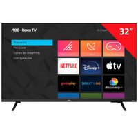 Smart TV 32" AOC HD 32S5135/78G com processador Quad Core, sistema Roku TV, Dolby Digital, Painel de 60 Hz e Comando de Voz - Smart TV AOC 32 polegada