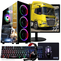 Computador PC Gamer Completo TOB Intel Core i7 SSD 480GB 16GB Teclado Mouse Mouse Pad e Headset Gamer Monitor 23 Windows 10 Pro Trial