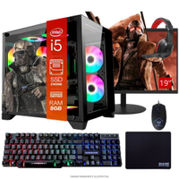 Computador PC Gamer Completo TOB Intel Core i5 SSD 240GB 8GB Gabinete Aquário Teclado Mouse Mouse Pad e Headset Gamer Monitor 19 Windows 10 Pro Trial