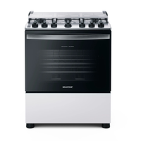 Fogão Brastemp 6 Bocas Branco Com Botões Removíveis E Exclusivo Aro Protetor - Bfs6ncb Bivolt