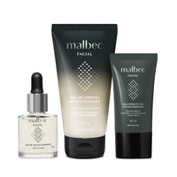 Combo Malbec Facial Antioleosidade: Sérum 30ml + Gel de Limpeza 150g + Creme Multiprotetor FPS 30 40ml