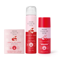 Combo Cuide-se Bem Cereja De Fases: Sabonetes Em Barra 4x80g + Spray Íntimo Desodorante 75ml +Óleo Térmico Corporal 110ml