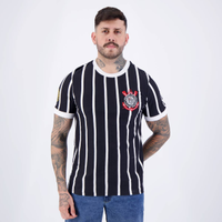 Camisa Corinthians Democracia Retrô Preta e Branca