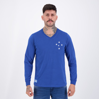 Camisa Cruzeiro Retrô 1976 Manga Longa Azul