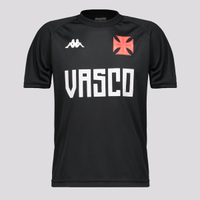 Camisa Kappa Vasco Supporter Type Infantil Preta