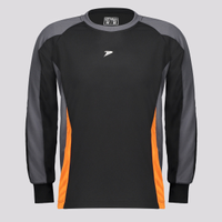 Camisa Manga Longa Poker Goleiro Invicto Juvenil Preta e Laranja