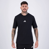 Camiseta Adidas 3 Stripes Logo Preta e Branca