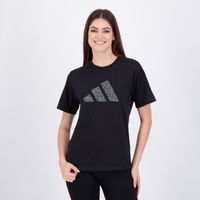 Camiseta Adidas Animal Print Logo Feminina Preta