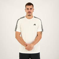 Camiseta Adidas Essentials 3 Listras Branca e Preta
