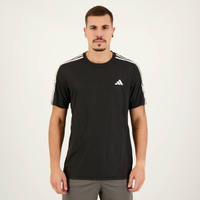 Camiseta Adidas Essentials 3 Listras Preta e Branca