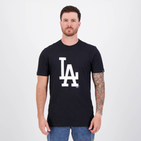 Camiseta New Era MLB Los Angeles Dodgers Essentials Preta e Branca