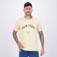 Camiseta New Era MLB New York Yankees Core Listras Bege