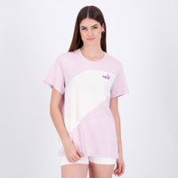 Camiseta Puma Power Tee Feminina Branca e Rosa