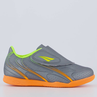 Chuteira Penalty Rocket Y-5 Futsal Kids Cinza e Laranja