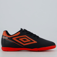 Chuteira Umbro Adamant Top Speed Futsal Juvenil Preta e Vermelha