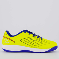 Chuteira Umbro BR Futsal Juvenil Amarelo e Azul