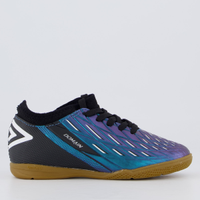 Chuteira Umbro Domain Futsal Juvenil Preta e Azul