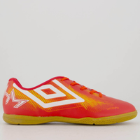 Chuteira Umbro Heatmap Futsal Vermelha e Laranja