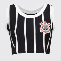 Cropped Corinthians Logo Bordado Feminino Listrado