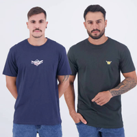 Kit 02 Camisetas Hang Loose Cinza Escuro e Marinho