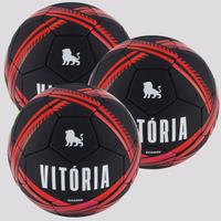 Kit 3 Bolas Vitória Estádios 24 Campo Preta e Vermelha