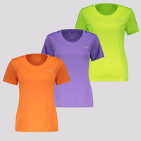Kit 3 Camisetas Rainha Básica Classic Feminina Lilás, Verde e Laranja
