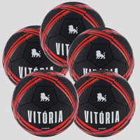 Kit 5 Bolas Vitória Estádios 24 Campo Preta e Vermelha