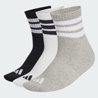 Kit Meia Adidas 3 Stripes Mid 3 Pares Cinza Branca e Preta