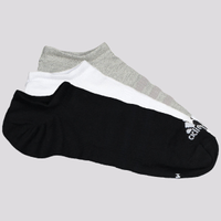 Kit Meia Adidas Sportswear No Show 3 Pares Cinza Branca e Preta