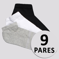 Kit Meia Adidas SPW Cano Baixo 9 Pares Branca Preta e Cinza