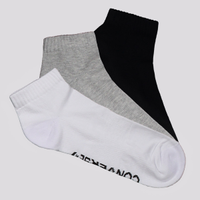 Kit Meia Converse Cano Baixo Star Chevron 3 Pares Branca Cinza e Preta
