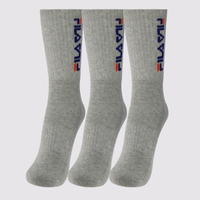 Kit Meia Fila 3 Pares Cano Alto Double Cinza