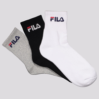 Kit Meia Fila 3 Pares Cano Médio Cinza Branca e Pr