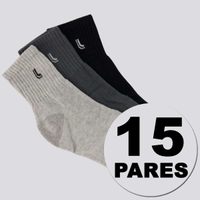 Kit Meia Lupo Cano Médio 15 Pares Preta Cinza