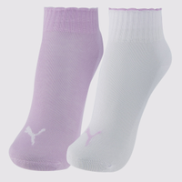 Kit Meia Puma Cano Baixo 2 Pares Infantil Lilás e