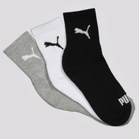 Kit Meia Puma Cano Médio 3 Pares Feminina Cinza, P