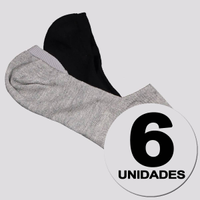 Kit Meia Puma Invisível 6 Pares Cinza e Preta