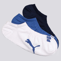 Kit Meia Puma Sapatilha 3 pares Branco Marinho e A